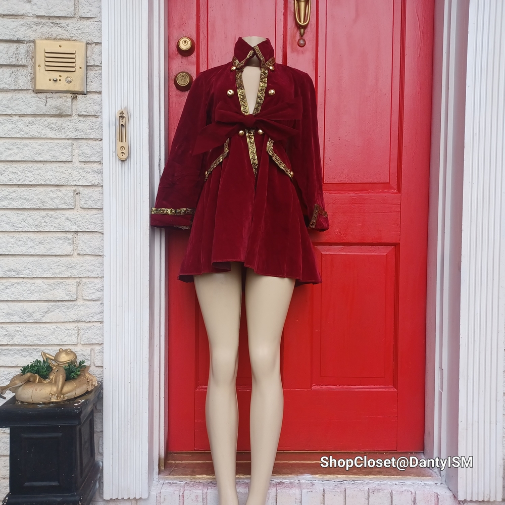 Multifunctional Chic Burgundy Velvet Mini Dress